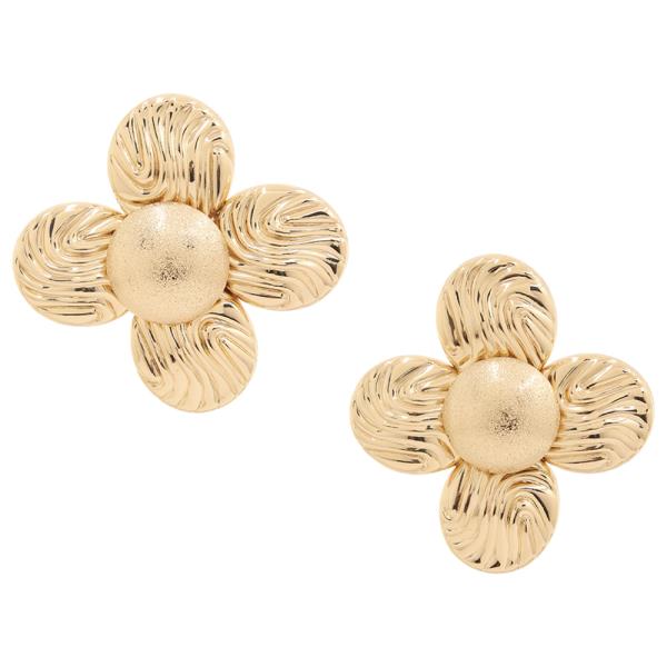 TEXTURED METAL FLOWER SHAPE EARRING