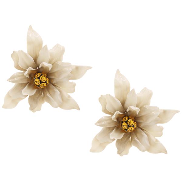 FLOWER LILY CRYSTAL CENTER EARRING
