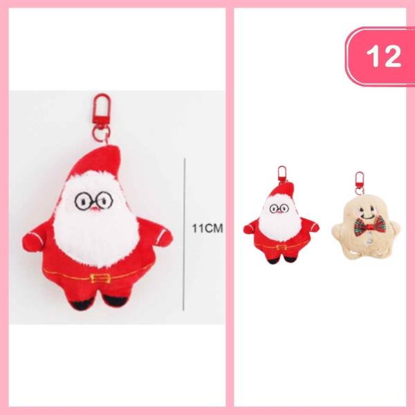 CHRISTMAS SANTA GINGERBREAD PLUSH KEYCHAIN (12 UNITS)