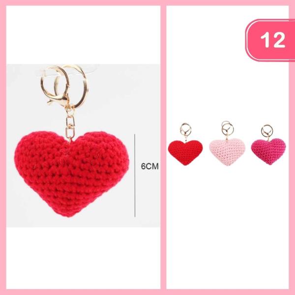 CROCHET HEART KEYCHAIN (12 UNITS)