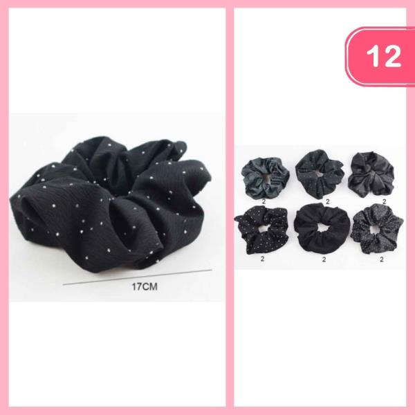 POLKA DOT HAIR SCRUNCHIES (12 UNITS)