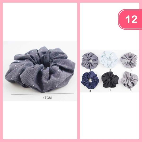 POLKA DOT HAIR SCRUNCHIES (12 UNITS)