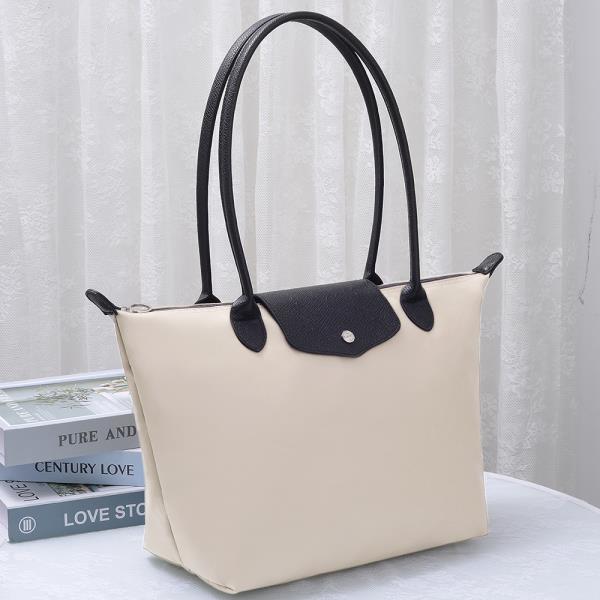 TRENDY NYLON BLACK TRIM DESIGN SHOULDER TOTE BAG