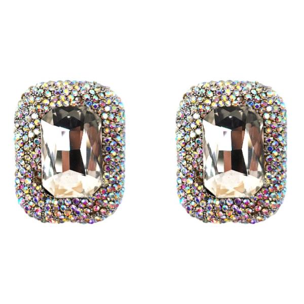 SQUARE SHAPE W STONE EARRING