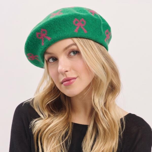 BOW KNIT BERET