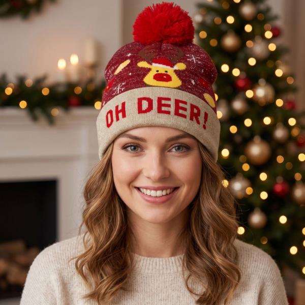 OH DEER CHRISTMAS LUREX BEANIE