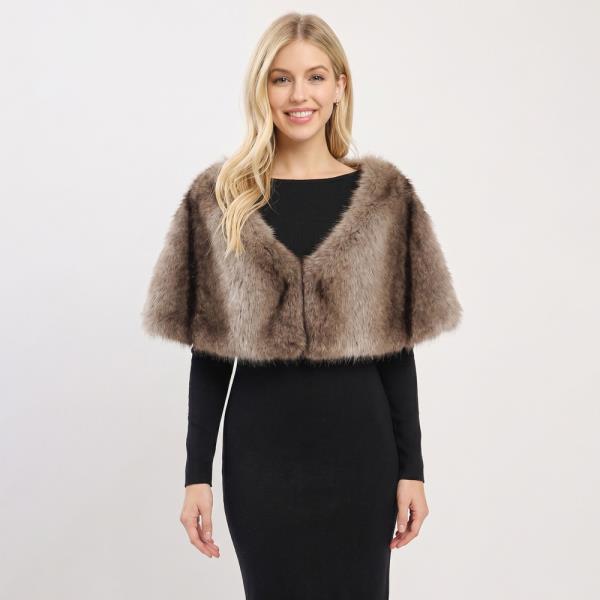 URBAN CHIC FAUX FUR CAPE SHAWL WITH HIDDEN FASTENING LOOPS