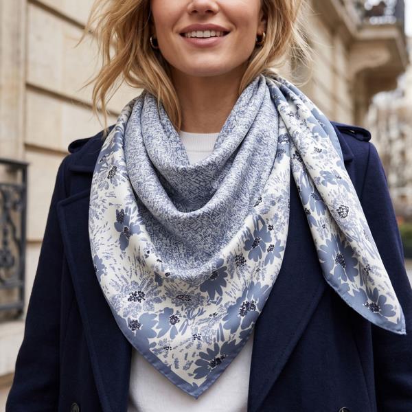 VINTAGE FLORAL SILK-FEEL SQUARE SCARF