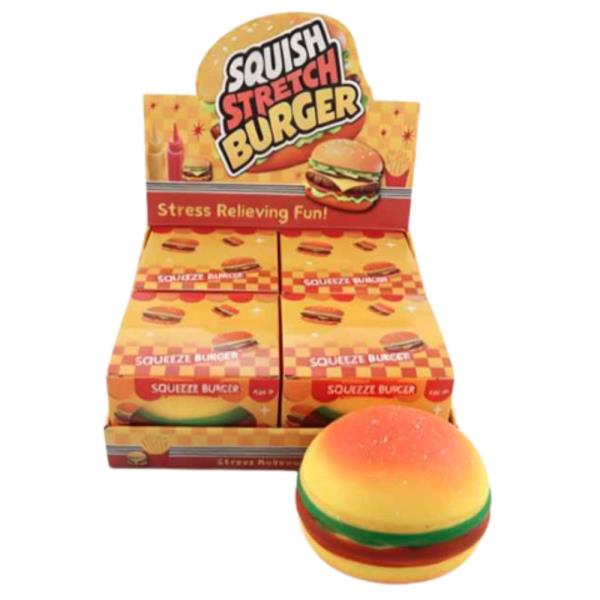 HAMBURGER SQUISHY SQUEEZE TOY 4 UNITS