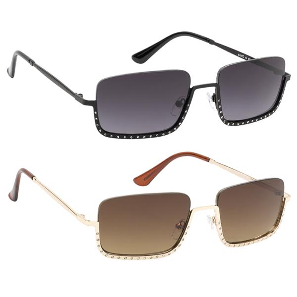 STYLISH SQUARE EMBELLISHED SUNGLASSES 1DZ