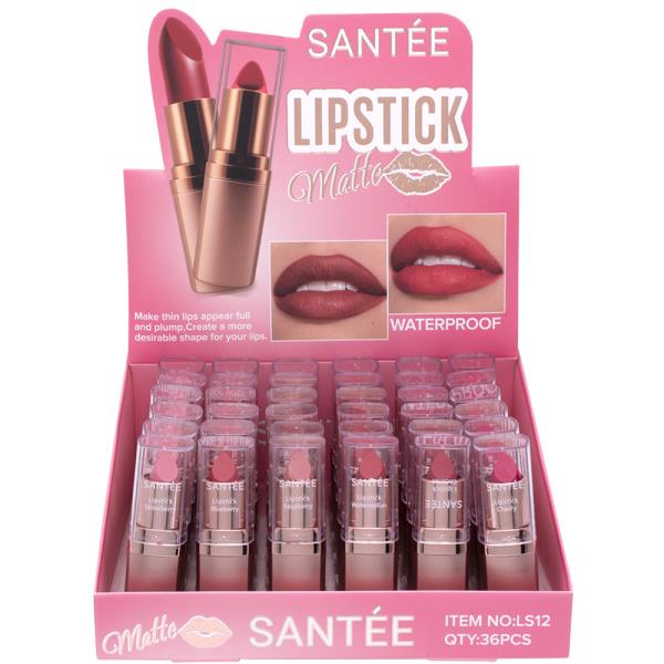 SANTEE MATTE WATERPROOF LIPSTICK (36 UNITS)