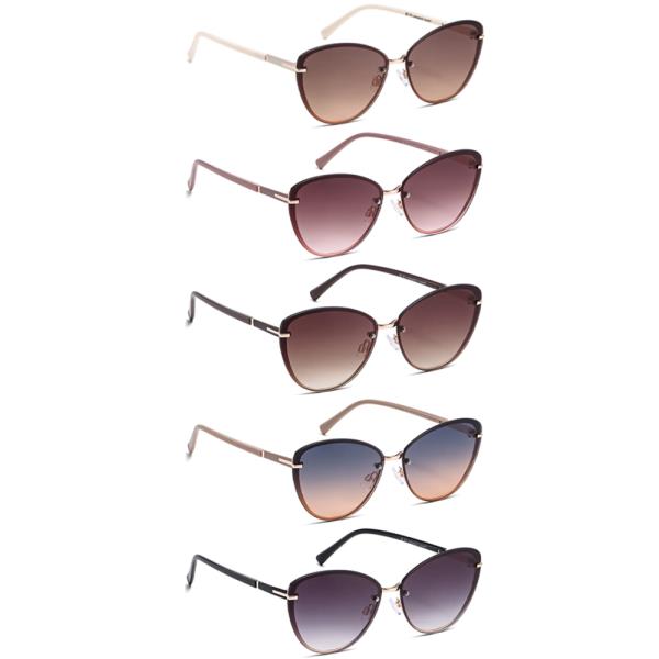 RIMLESS CLASSIC CAT EYE METAL SUNGLASSES 1DZ