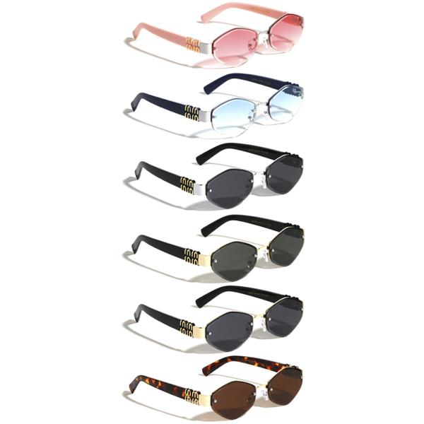 DIAMOND EDGE CUT RIMLESS FASHION GEOMETRIC SUNGLASSES 1DZ
