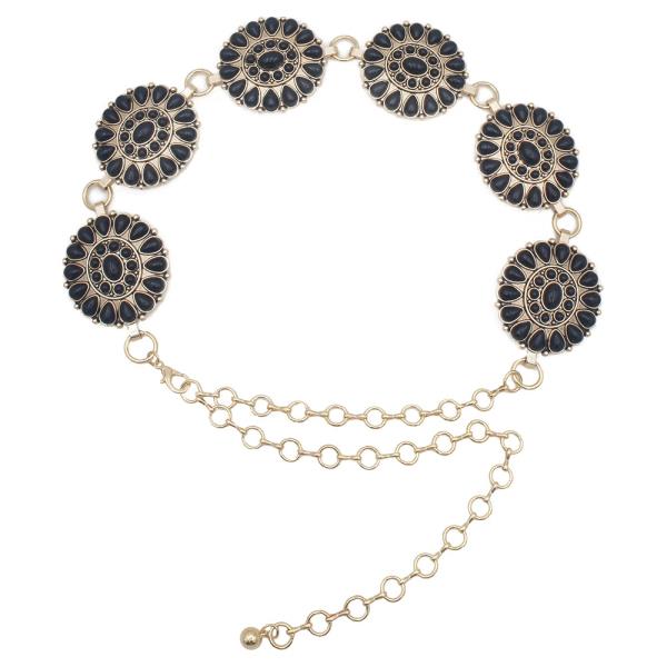 STONE SUNBEAM CONCHO CHAIN BELT