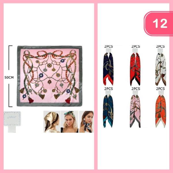 SILK LIKE SQUARE MULTI USE SCARF (12 UNITS)