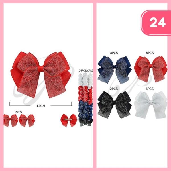 GLITTER HAIR BOW (12 UNITS)