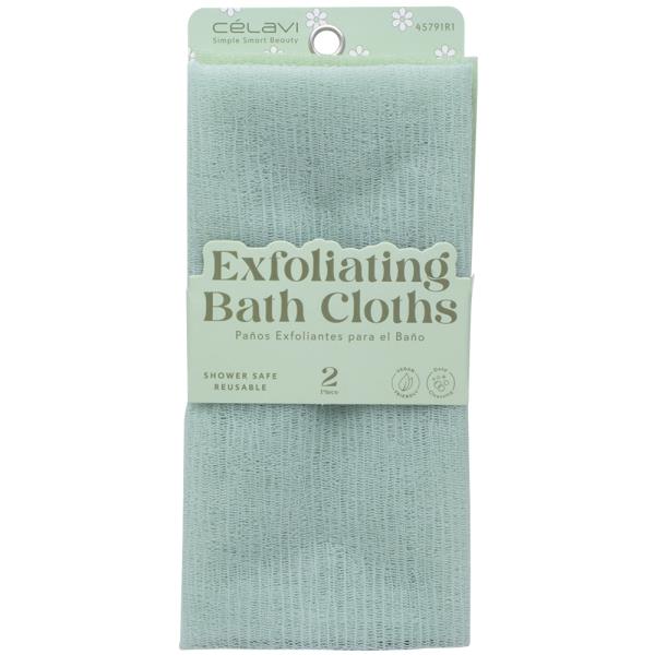CELAVI EXFOLIATING 2PC BATH CLOTHS