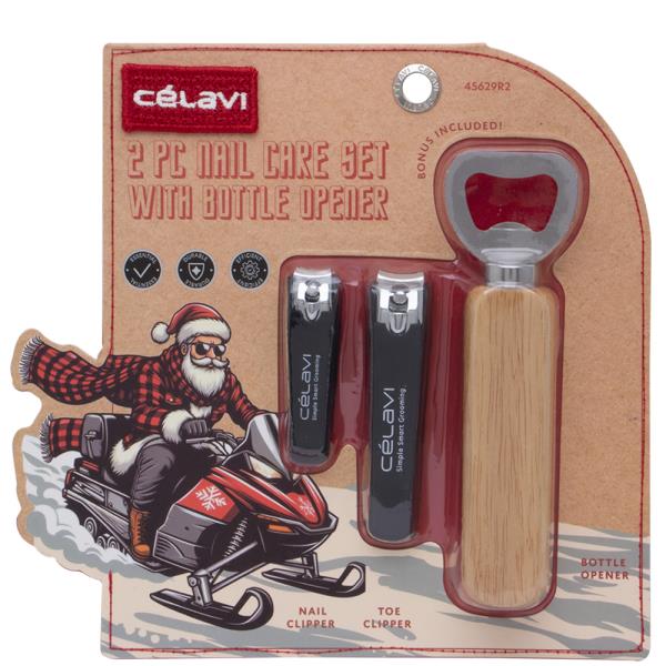 CELAVI 2PC NAIL CARE SET W BOTTLE OPENER