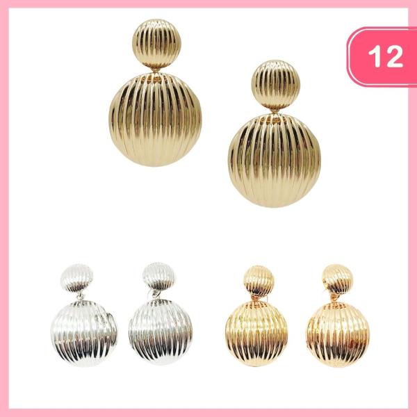 TEXTURED ROUND DROP EARRINGS (12 UNITS)