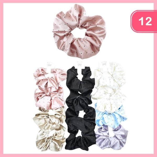 SILK LIKE POLKA DOT SCRUNCHIE (12 UNITS)