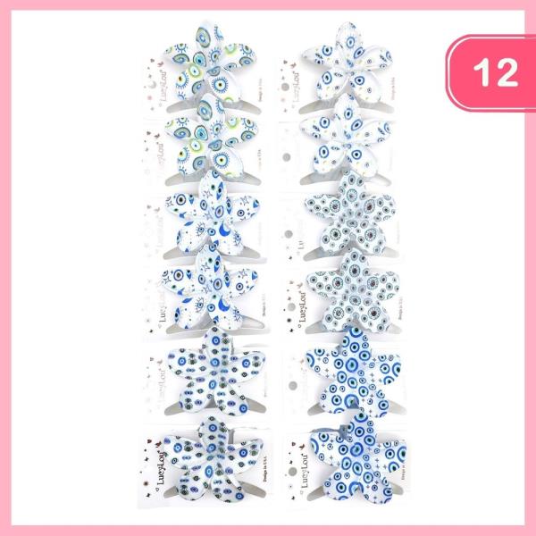 FLOWER EVIL EYE PRINT HAIR CLAW CLIP (12 UNITS)
