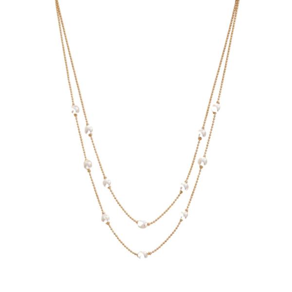 METAL PEARL LAYERED NECKLACE