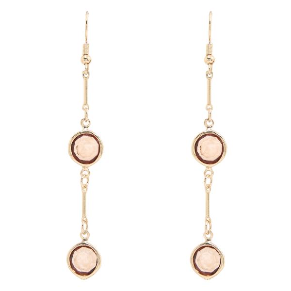 DELICATE LINEAR CHAIN ACCENTED ROUND CRYSTAL DROP EARRING