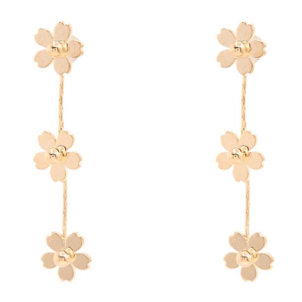 TRIPLE FLOWER DROP LINER EARRING