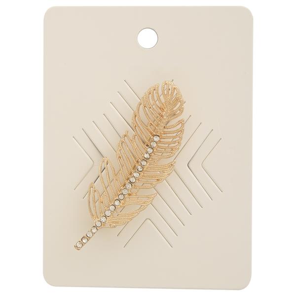 SPARKLING FEATHER METAL BROOCH