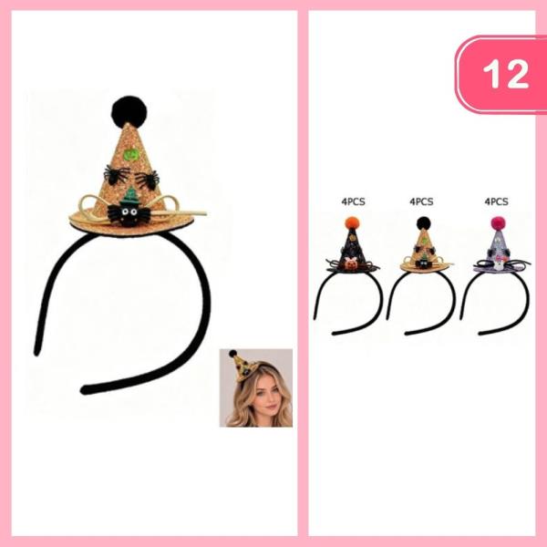 HALLOWEEN MINI WITCH HAT HEADBAND (12 UNITS)