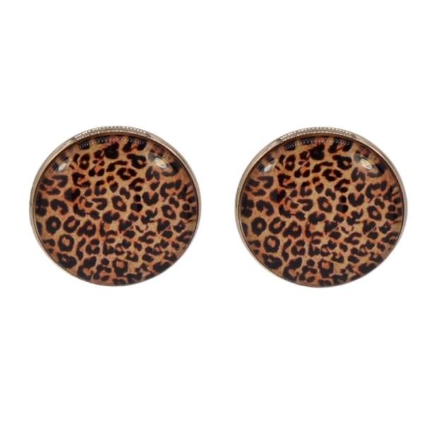 LEOPARD PRINT ROUND STUD EARRING