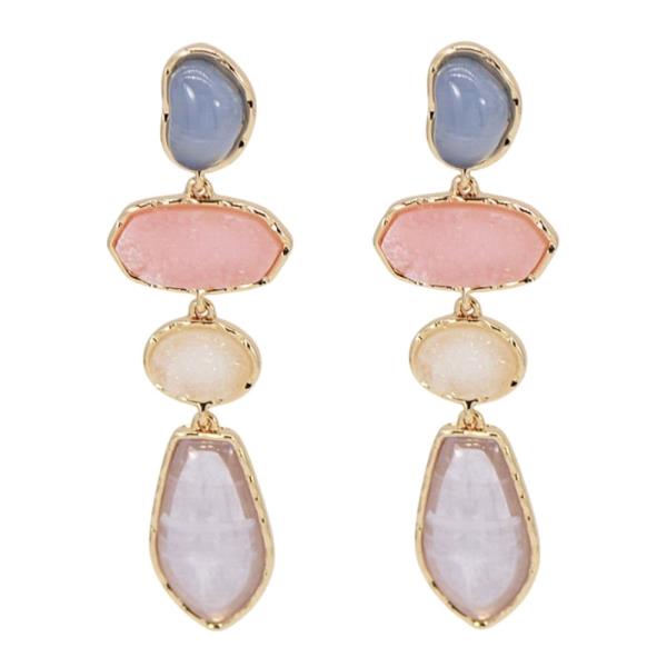 FACETED STONE LINEAR DROP EARRING