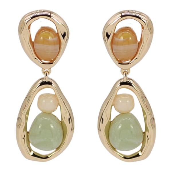 FACETED STONE TEARDROP DROP EARRING