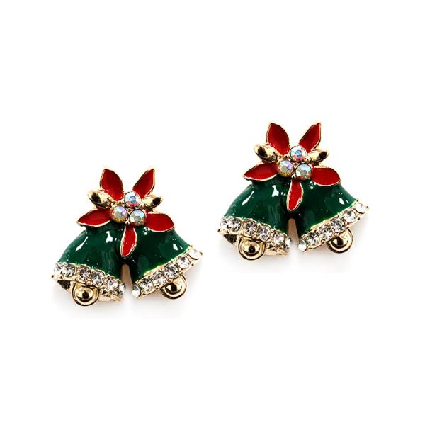 CHRISTMAS POINSETTIA BELL STUD EARRING