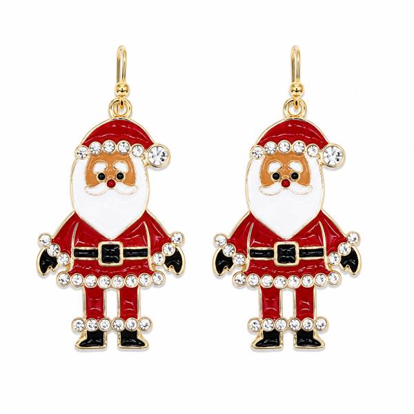 CHRISTMAS SANTA RHINESTONE DANGLE EARRING