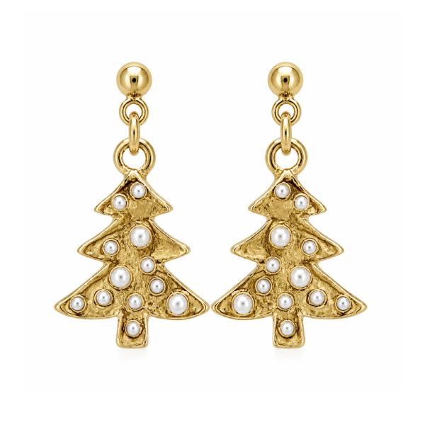 CHRISTMAS PEARL TREE DANGLE EARRING