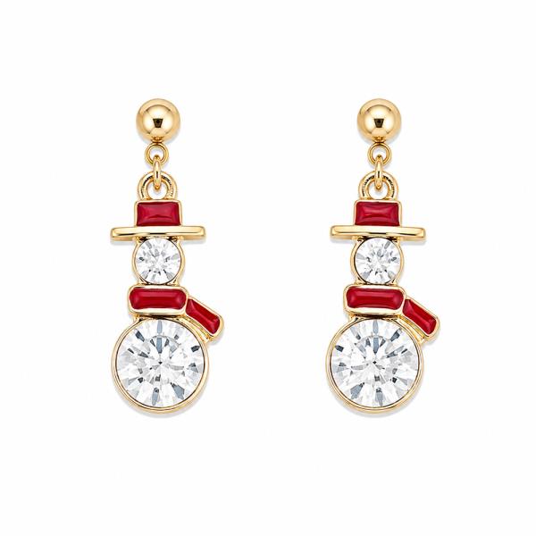 CHRISTMAS SNOWMAN RHINESTONE DANGLE EARRING