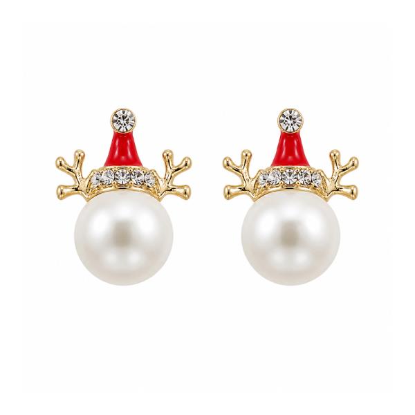 CHRISTMAS SANTA HAT PEARL STUD EARRING