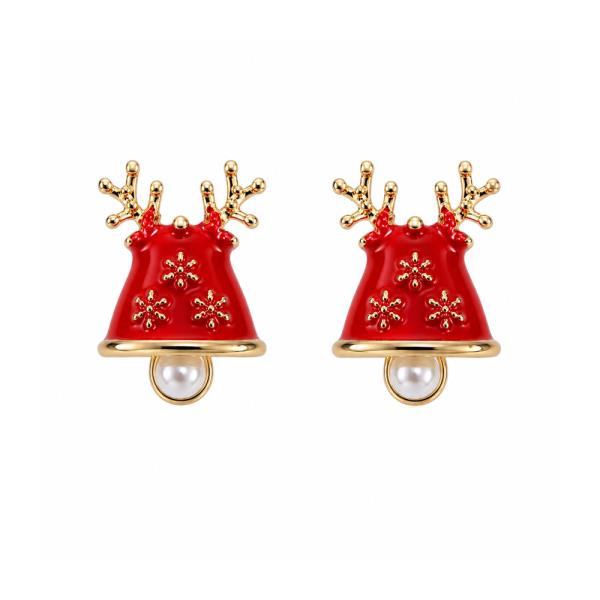 CHRISTMAS RUDOLPH REINDEER BELL STUD EARRING