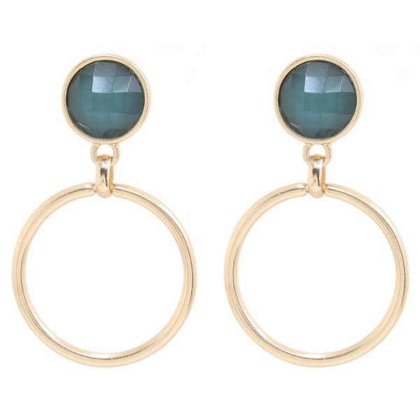 METAL EPOXY STONE OPEN CUT POST EARRING