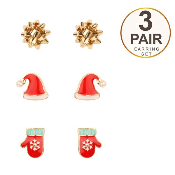 EPOXY CHRISTMAS 3PAIR EARRING