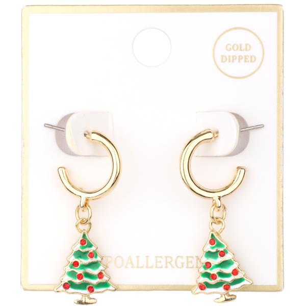 METAL EPOXY CHRISTMAS HOOP EARRING