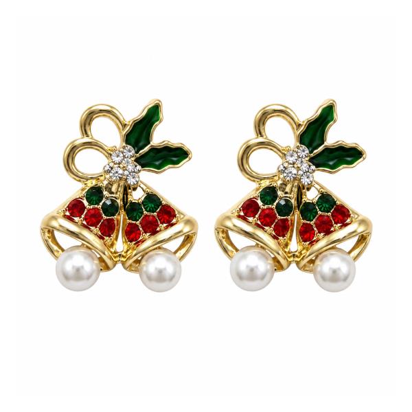 CHRISTMAS BELL PEARL STUD EARRING