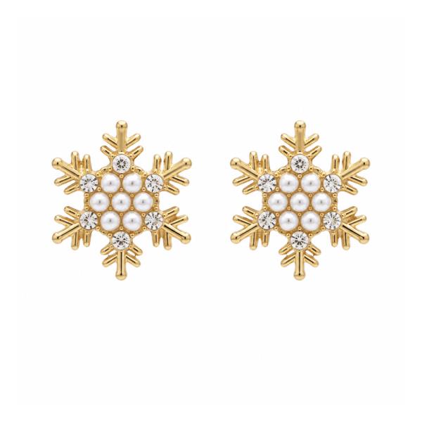 CHRISTMAS RHINESTONE SNOWFLAKE STUD EARRING