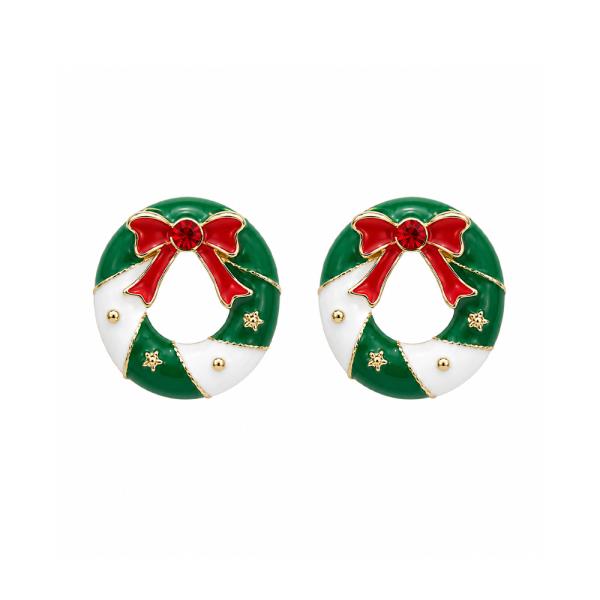 CHRISTMAS WREATH STUD EARRING