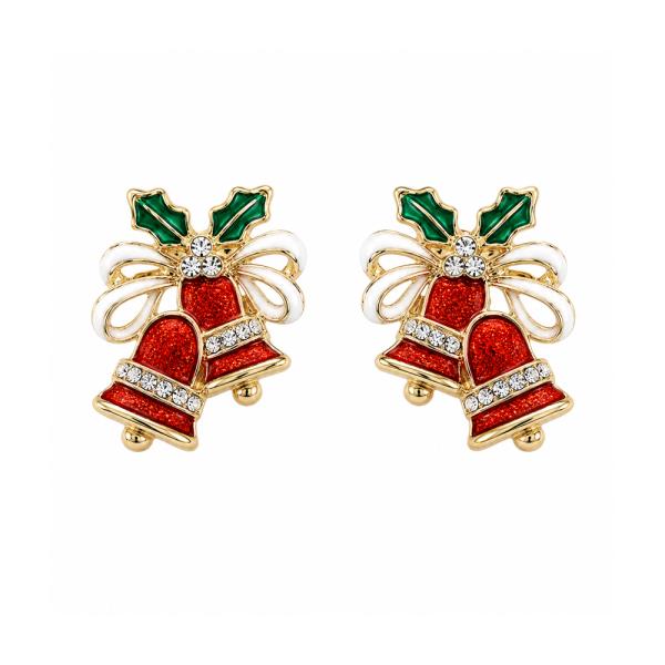 CHRISTMAS BELL BOW STUD EARRING