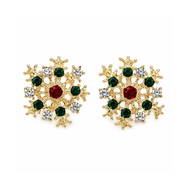 CHRISTMAS RHINESTONE WREATH STUD EARRING