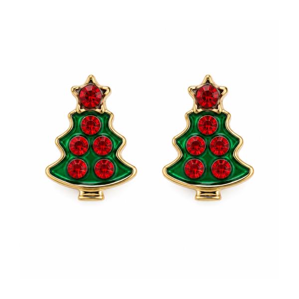 CHRISTMAS RHINESTONE TREE STUD EARRING