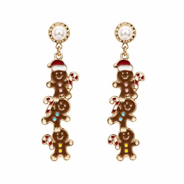CHRISTMAS GINGERBREAD RHINESTONE DANGLE EARRING