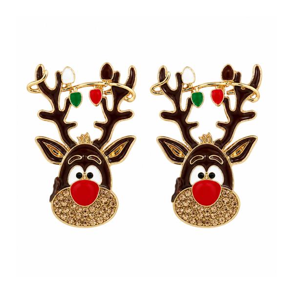 CHRISTMAS RUDOLPH REINDEER LIGHT DANGLE EARRING